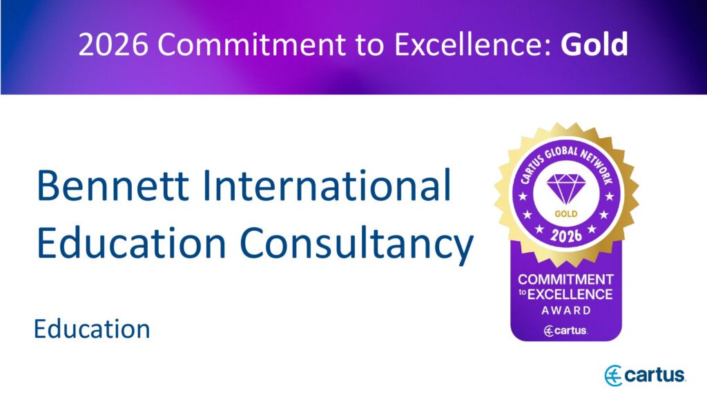 Cartus 2026 Commitment to Excellence Gold Award presented to Bennett International Education Consultancy.