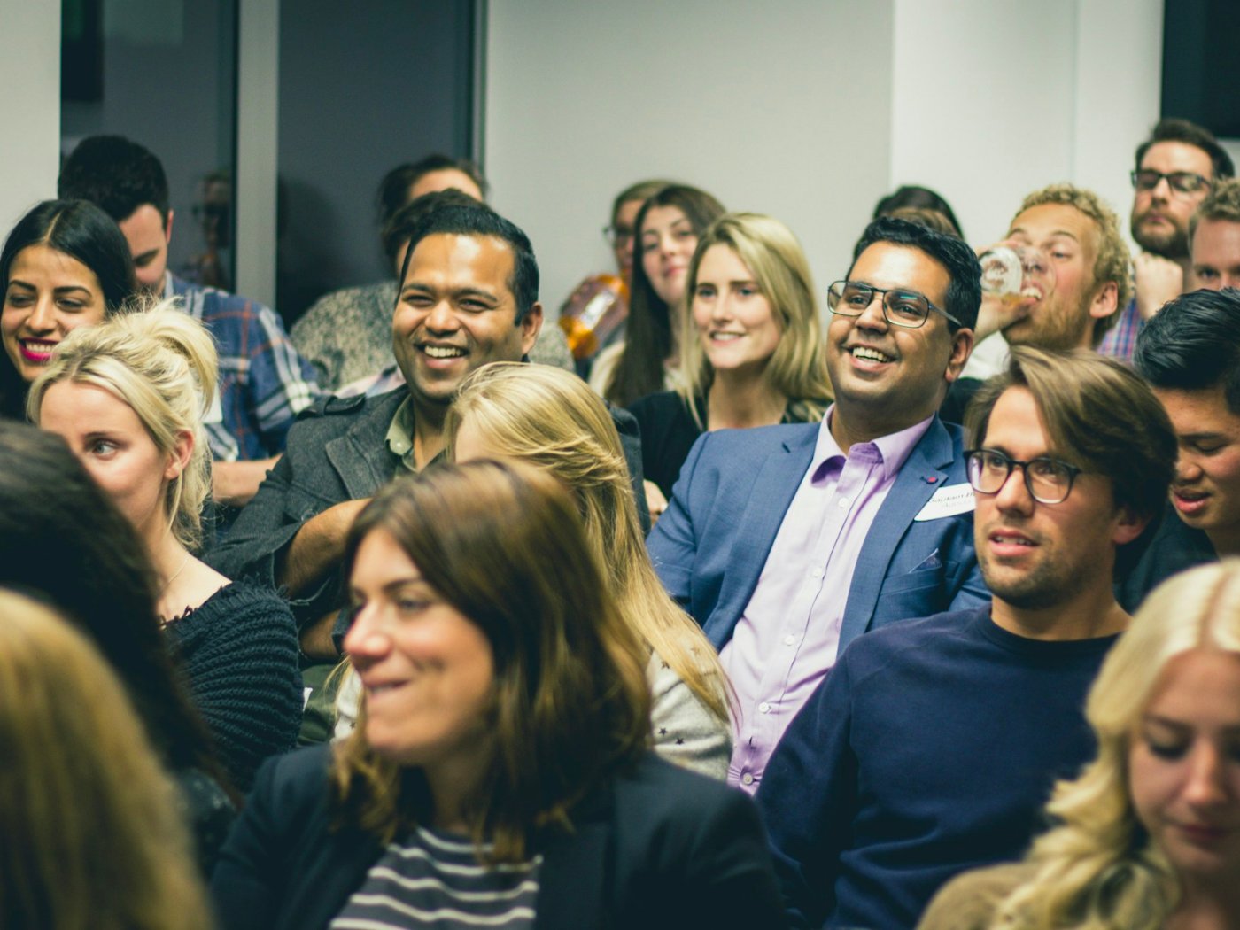 Employees listening during a briefing session