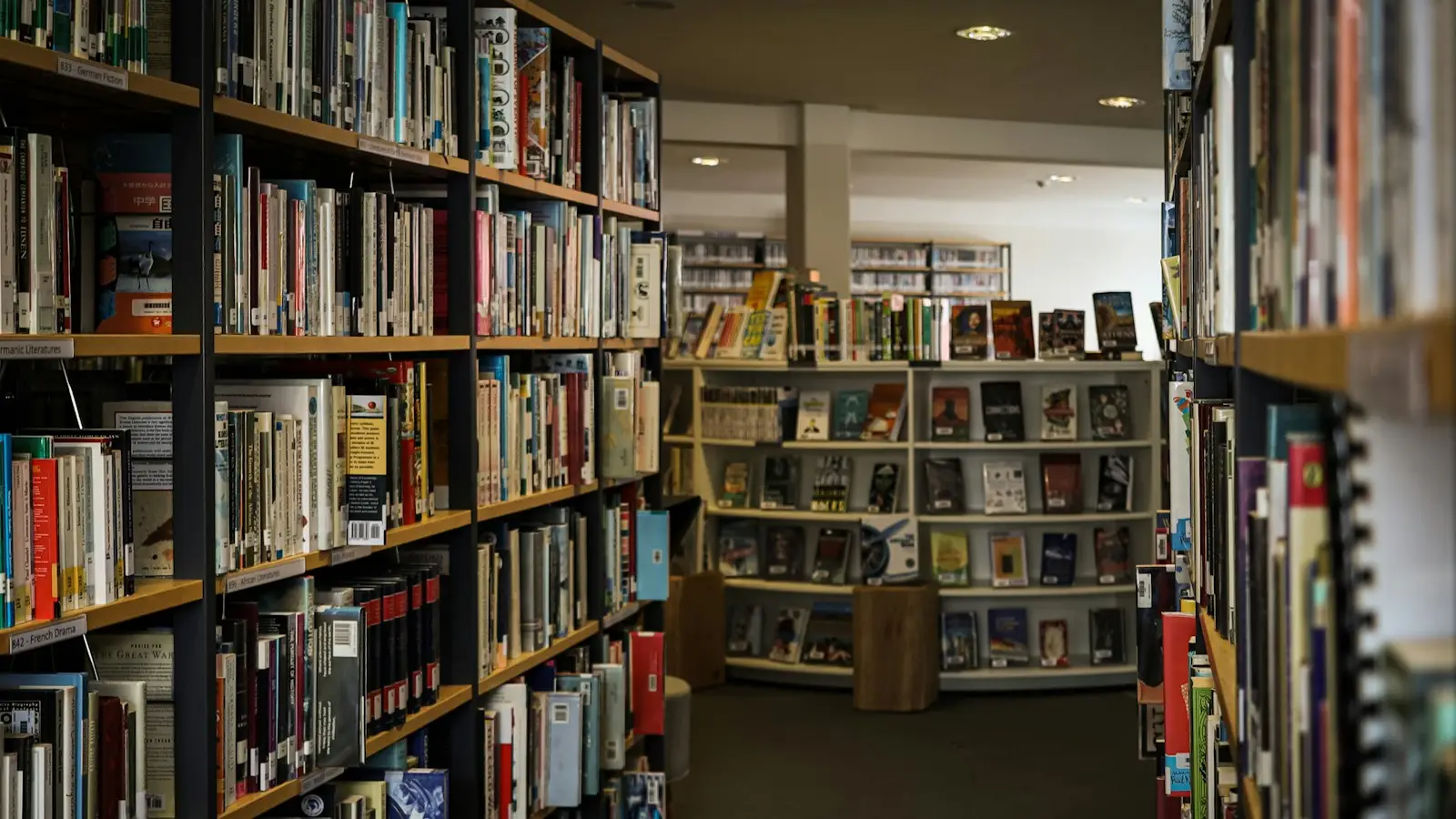 Shelves of books in an international school library; the curriculum a Singapore international school teaches shapes what a child studies next.