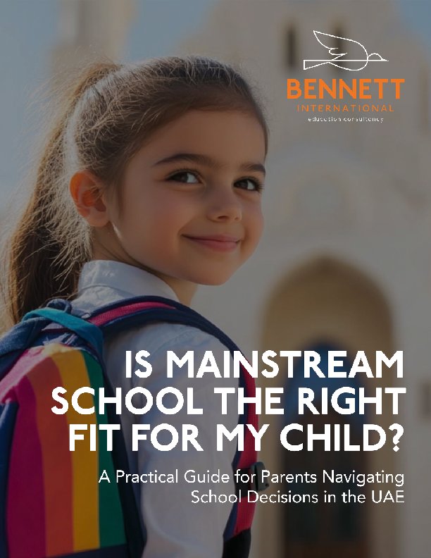 Cover of the Bennett International guide Is Mainstream School the Right Fit for My Child?
